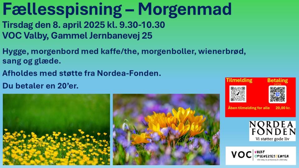 Fællesspisning i VOC Valby morgenmad 8. april 2025