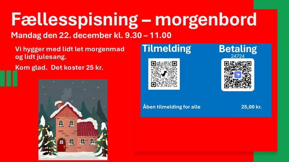 Fællesspisning i VOC Valby morgenmad 22. december 2025