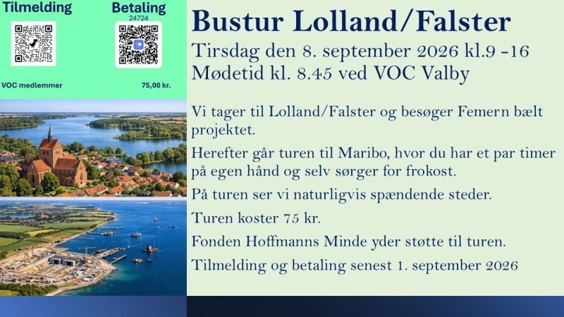 Bustur Lolland/Falster - mødetid kl. 8.45