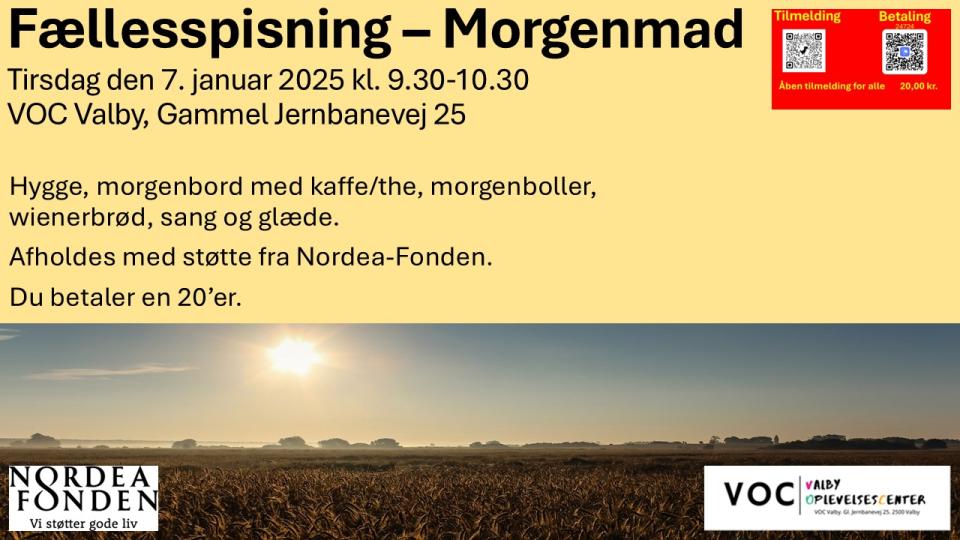 Fællesspisning i VOC Valby morgenmad 7. januar 2025