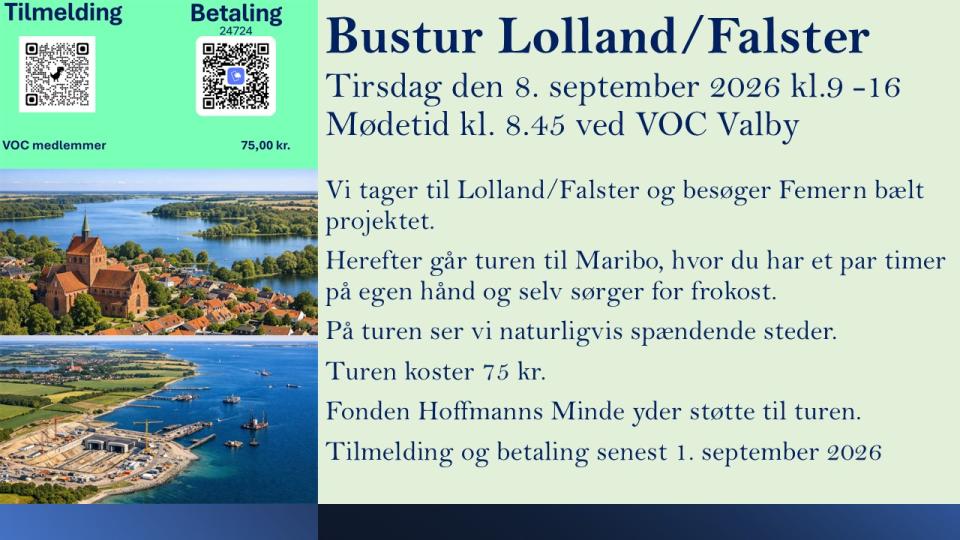 Bustur Lolland/Falster - mødetid kl. 8.45