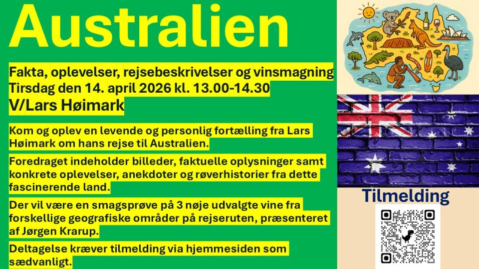 Foredrag Lars Høimark - Oplevelser og anekdoter fra Australien 2026