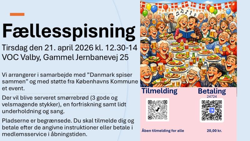Fællesspisning i VOC Valby 21. april 2026