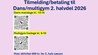 Tilmelding og betaling dans og multigym 2. halvsæson