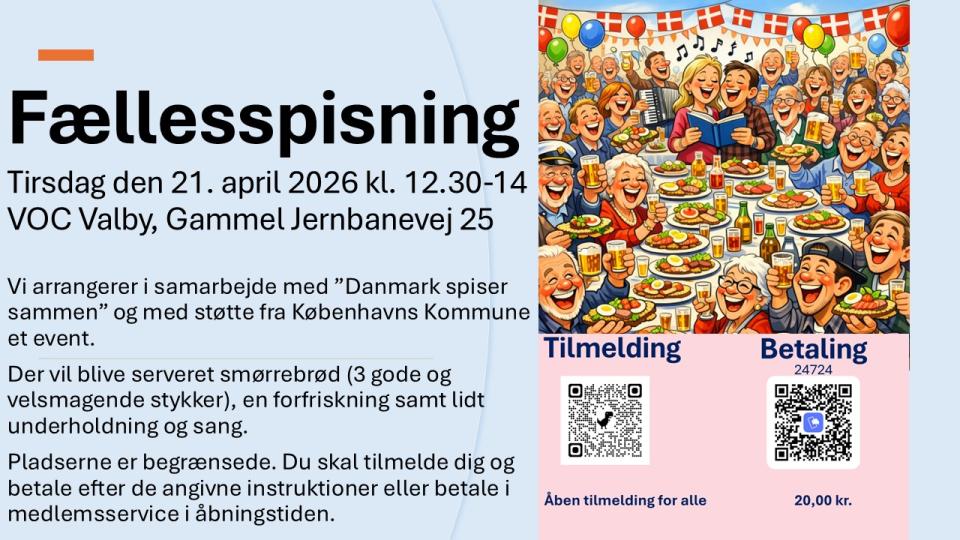 Fællesspisning i VOC Valby 21. april 2026